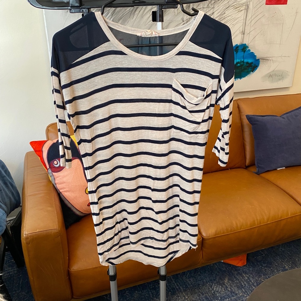 Striped top with sheer detail